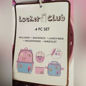 New Locker Club 4 piece Pink and Blue Backpack Set